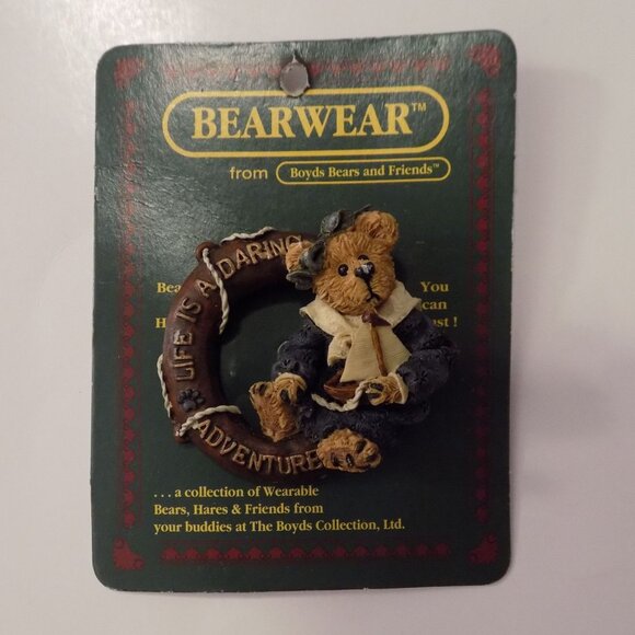 Bearwear Jewelry - Boyds Bears Bearwear Brooch Lapel Pin Life Is A Daring Adventure Vintage - 26106